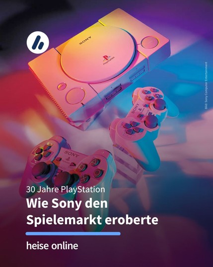Das Bild zeigt eine PlayStation Konsole. Im Bild steht: "30 Jahre PlayStation
Wie Sony den 
Spielemarkt eroberte" dadrunter steht: "Wie Sony den Spielemarkt eroberte"