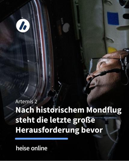 Auf dem Bild ist Victor Glover während des Flugs um den Mond zu sehen. Im Bild steht: "Artemis 2
Nach historischem Mondflug steht die letzte große Herausforderung bevor". 